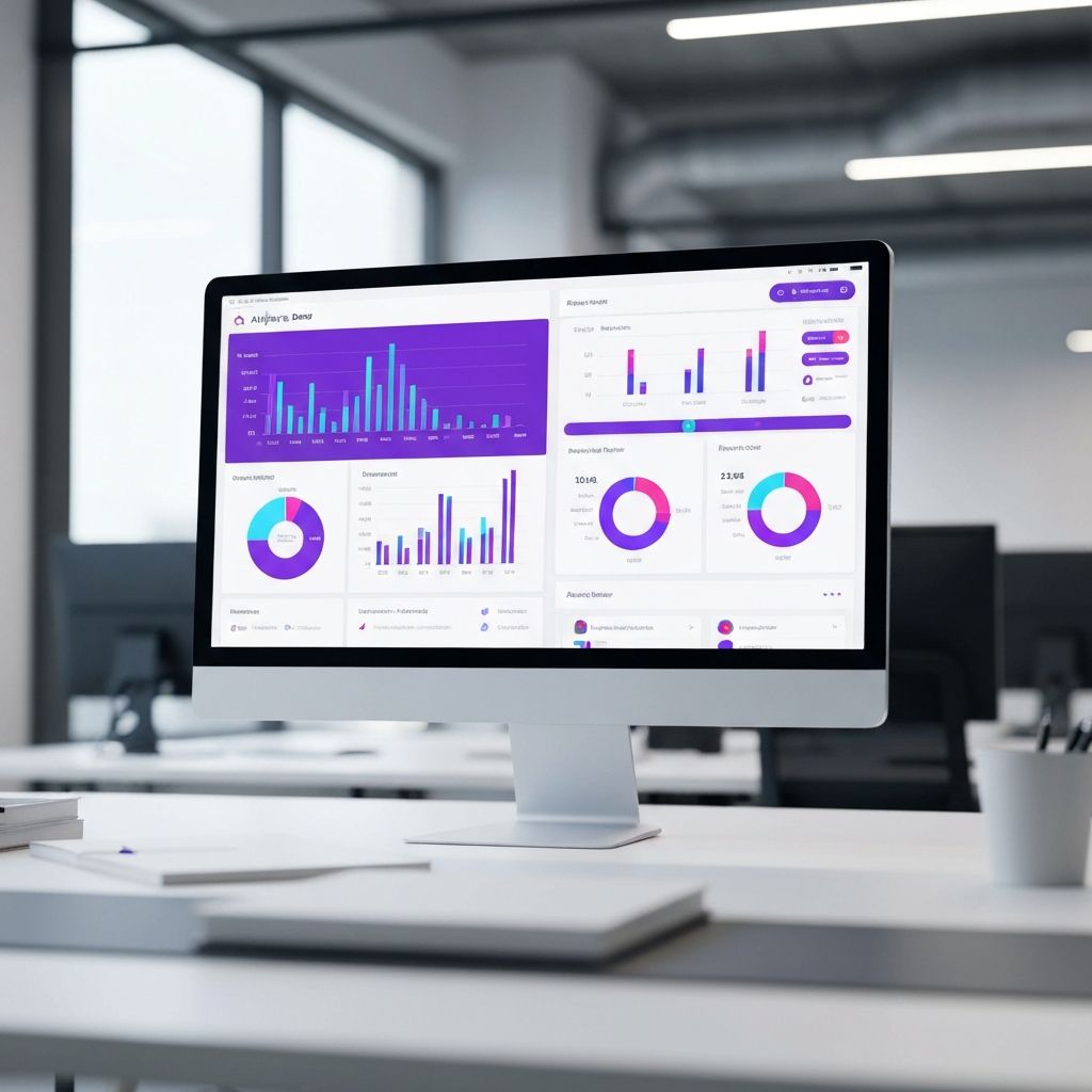 Analytics dashboard with colorful charts